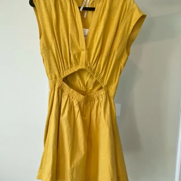 Anthropologie Yellow Cutout Mini Dress - Picture 4 of 4